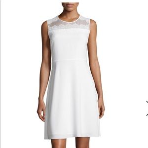 Elie Tahari Bevin Sleeveless Lace-Yoke Pearl Sz 8